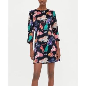 ZARA • Colorful Tiger Print Mini Dress, XS